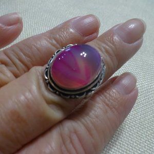 Beautiful "PINK BOTSWANA AGATE" Handmade Sterling Ring Size 8 #320B
